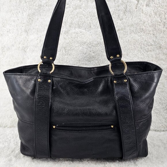 MICHAEL KORS Austin Black Pebble Leather Shoulder Bag Tote Gold Buckle Accents - Picture 5 of 15